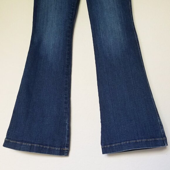 Spanx Flare Jeans Midnight Blue Shade Pull On Stretch High Waist L Petite $148 - Picture 12 of 16